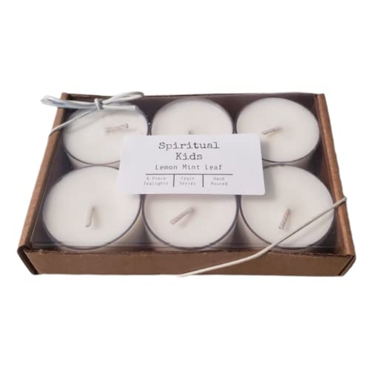 Lemon Mint Leaf Natural Soy Wax Tealights 6 Count Hand Poured with Fragrant/Essential Oils! | Fruity Tea Lights | Herbal Tealights | Birthday Gift |